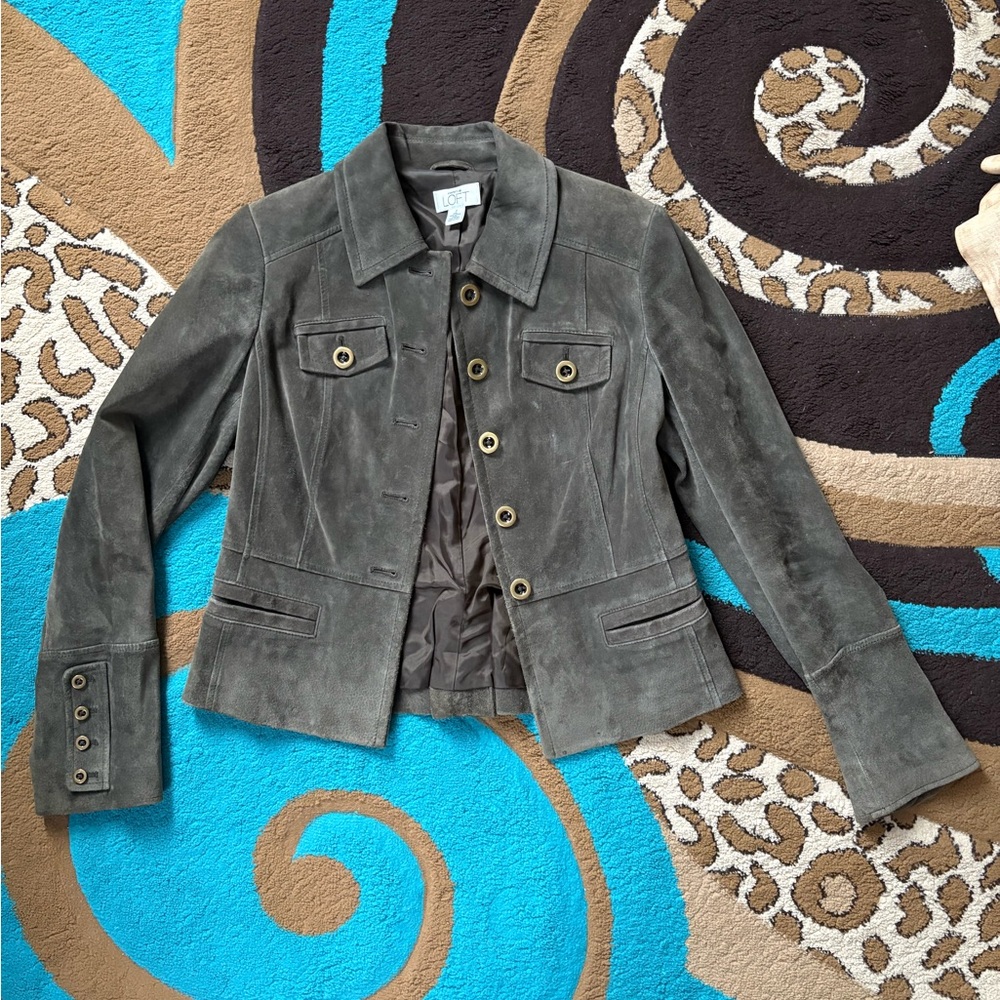 LOFT Gray Suede Jacket